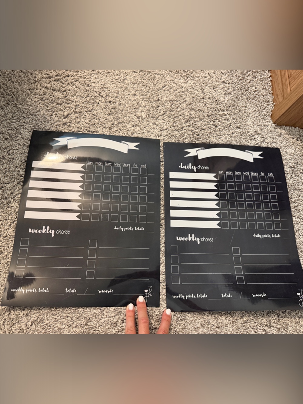 Magnetic Chore Chart Chalkboard Style Weekly & Daily Planner Pads - Black